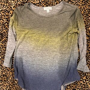 LuLaRoe Gray and Blue Ombre Long Sleeve Top
